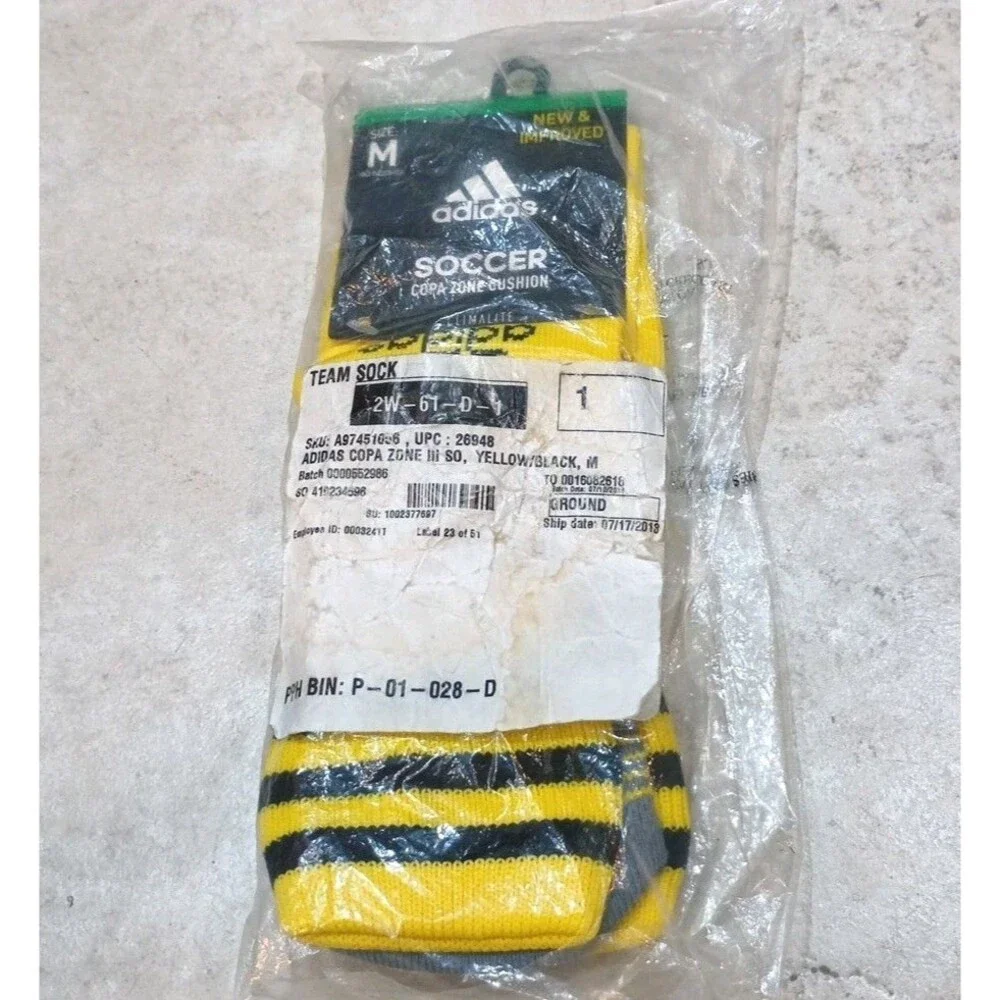 NOS 2018 Adidas Climalite Soccer Copa Zone Cushion Socks Yellow And Black Size M